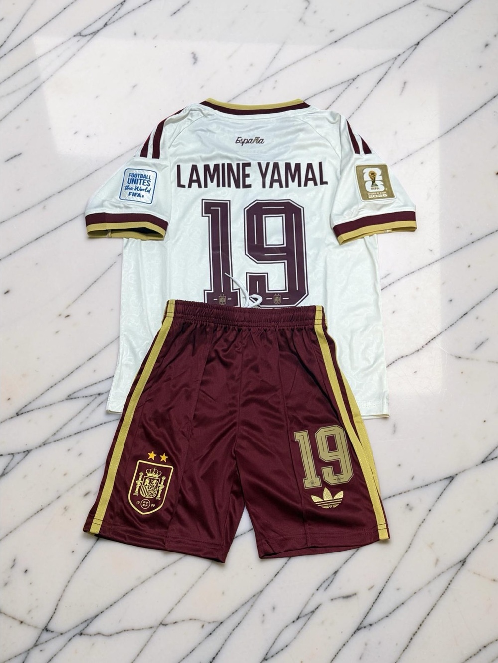 Lamine Yamal #19 Spain Kids Jersey Set 2026 Away Kit XS-XL
